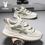 花花公子男鞋春夏秋季新款鞋子男2024休閑網(wǎng)布透氣板鞋韓版運動(dòng)休閑鞋200 PL2419231米綠 40