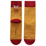 珊詩(shī)麗本命年紅襪子醒獅刺繡醒獅踩小人禮盒裝送禮襪子時(shí)尚紅娃新年襪棉 紅邊黃底暴富四雙 36-45均碼男女同款