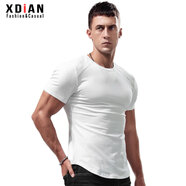 續(xù)點(diǎn)（XDIAN）短袖t恤男 純色純棉緊身修身夏季健身運(yùn)動(dòng)半袖打底衫潮 圓領(lǐng)上衣 白色 2XL（146-160斤左右）修身型