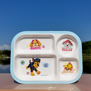 希爾兒童餐盤卡通分格幼兒園家用寶寶吃飯碗勺子水杯汪汪隊輔食餐具 藍(lán)色長方形四格盤28*20.5*1.9cm