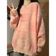 風(fēng)采兔  奶fufu慵懶毛衣女2023秋冬復(fù)古奶系軟糯顯白休閑百搭情侶針織衫 粉紅色 均碼