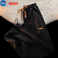 NASA MARVEL 美式復古燈芯絨休閑褲男春夏運動(dòng)褲子潮牌ins高街帥氣直筒束腳褲 Q17黑色 L