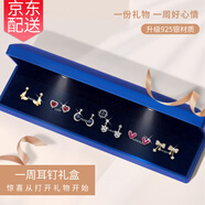 締晶銀針一周耳釘2025年新款耳環(huán)女生日禮物送女友輕奢高級感小眾氣質(zhì) T422 六對裝浪漫耳飾燈盒
