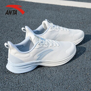 安踏（ANTA）女鞋運動鞋女輕靈秋季新款網(wǎng)面透氣跑步鞋休閑鞋戶外旅游鞋 象牙白/氧氣藍 (氫跑) 35.5