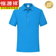 恒源祥工作服純棉半袖polo打底衫短袖t恤團建聚會(huì )工程勞保廠(chǎng)服職員印繡 WSQ1903 湖藍 M