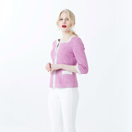 MeierMei玫而美針織外套女開(kāi)衫圓領(lǐng)七分袖薄款洋氣燙鉆女士春秋修身上衣 086 36