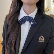 紀(jì)簡(jiǎn)韻領(lǐng)花女頭花套裝銀行職業(yè)領(lǐng)結(jié)酒店高檔商務(wù)正裝藍(lán)色襯衣領(lǐng)飾裝飾品 彩邊C款領(lǐng)結(jié)-藍(lán)色