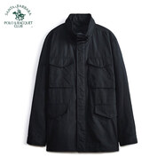 圣大保羅春秋季多口袋工裝藏帽戶外防風(fēng)服單夾克寬松大碼中年爸爸男士外套 藏青色(K9) 175/92B