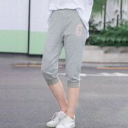 布戀貓女童七分褲夏季薄款兒童運動褲子3-14歲中大童休閑寬松馬褲潮 淺灰 小馬 (七分褲) 140 建議體重(50-60斤)