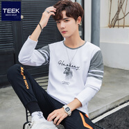 TEEK2025春秋款長袖t恤男裝上衣 青少年秋冬季男士潮流休閑打底體恤衫 C352白色 L