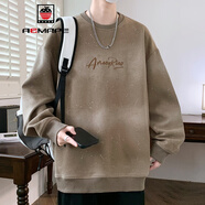 AEMAPE拼色圓領(lǐng)衛衣男春秋季新款青少年初高中學(xué)生潮牌寬松長(cháng)袖T恤上衣 6875淺綠 M 約90-110斤可穿