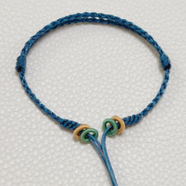 老廟可串珠diy編制手繩可調節穿轉運珠吊墜手飾配飾 藍色雙頭手繩