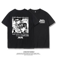 JOJO的奇妙冒險(xiǎn)空條承太郎吉良吉影聯(lián)名動(dòng)漫周邊衣服jojo純棉T恤男短袖潮麟月 承太郎 T 黑 XL