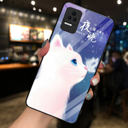 夢逸軒適用小米Redmi K40S玻璃殼紅米K4OS手機套全包軟磨砂邊防滑男女網(wǎng)紅潮個性鋼化硬保護外  貓的邂逅【配高清貼膜】MX