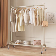 唯良多功能晾衣架落地晾衣桿家用掛衣架臥室落地衣架室內宿舍衣架 奶油白60cm【升級加粗+金屬輪】
