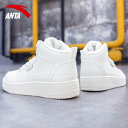 安踏女鞋板鞋運動(dòng)鞋秋冬季新款時(shí)尚潮流高幫保暖白色休閑鞋子女小白鞋 象牙白/淡灰8010 36.5