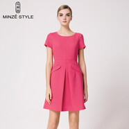 名師路品牌女裝夏裝新款簡(jiǎn)約純色A字裙短袖連衣裙 TS626113淺紫色63 M