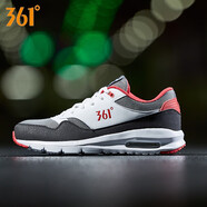 361°運動(dòng)鞋男鞋秋冬新款氣墊減震網(wǎng)面皮革跑步鞋度男士透氣休閑鞋鞋子 曜石黑/宇宙灰-網(wǎng)面 44
