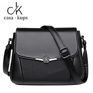 casa-kupsCK女包單肩斜挎媽媽包小包女士手提包中年女包媽媽款禮物包包 B003黑色
