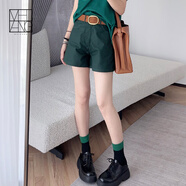 美洋（MEIYANG）黃昏森林短褲 萊賽爾混紡休閑M腰袢高腰通勤直筒褲夏季新款休閑褲 綠色 L