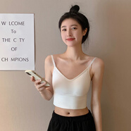 美背外穿運動吊帶小背心女帶胸墊后背交叉內(nèi)搭文胸一體上衣打底夏 白色 S【80-88斤】