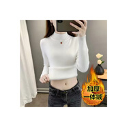 風(fēng)采兔毛衣女冬款2023新款一體絨加絨加厚針織衫女士修身上衣內(nèi)搭打底衫 白色 均碼