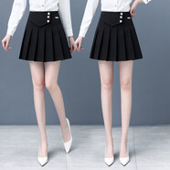 魅力棠百褶裙高腰a字裙顯瘦半身裙女春秋小個(gè)子設計感小眾短裙一步傘裙女裝時(shí)尚專(zhuān)柜品牌 黑色 M/27(95-105斤)