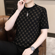 心儀男人新款秋冬季針織短袖男潮流刺繡半袖時(shí)尚圓領(lǐng)修身保暖短袖毛衣潮 8378黑色 2XL (145-165斤)
