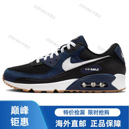 耐克（NIKE）Air Max 90 網(wǎng)布皮革絨面革 百搭潮流 輕松舒適 耐磨透氣 低幫 生 黑藍 38.5