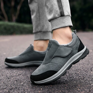 足力健老人鞋女大腳骨寬胖腳奶奶健步鞋42冬季加絨媽媽棉鞋同款 A925深灰男【加絨款】 45 【偏小一碼】