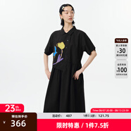 幻走（MOVEUP）2025春季新款.FUN系列趣味印花純棉設(shè)計師梭織連衣裙 黑色 M