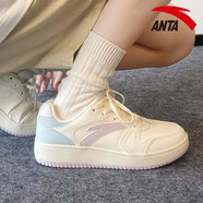 安踏（ANTA）板鞋女鞋小白鞋2025夏季新款厚底增高學生百搭休閑鞋子運動鞋 -1象牙白/幻景藍/迷霧紫 37.5