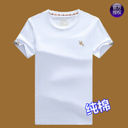 皮爾卡丹輕奢高檔短袖t恤男士純棉圓領(lǐng)白色體恤衫2024新款夏季刺繡半袖t恤 F1192-616白色 L 170建議120-140斤