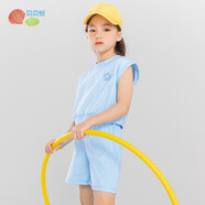 貝貝怡兒童短袖套裝女童夏季2022新品純棉中小童寶寶外出套裝