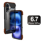羋熊 蘋(píng)果16手機殼iPhone12Pro Max防摔金屬邊框13pro個(gè)性金絲檀木保護套潮牌男款 蘋(píng)果16Plus (6.7寸)鐵木1代鋼鐵俠
