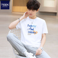 TEEK重磅純棉短袖t恤男上衣 青少年夏裝2025新款夏季印花男生體恤衣服 【合體版型】HS50L白色 S