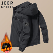 JEEP SPIRIT吉普夾克男外套秋冬季韓版男士上衣寬松連帽男裝 黑色 XL