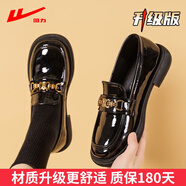 回力小皮鞋女新款夏季百搭英倫風一腳蹬樂福鞋黑色復古金屬扣潮單鞋女 黑色升級款【時尚款】 37