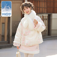 森女部落原創(chuàng)新年新中式暗紋桃花圖案羽絨服新款秋冬女裝 外套（單件） 單件 S