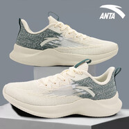 安踏（ANTA）新款男鞋跑步鞋2025秋季網(wǎng)面透氣跑鞋休閑鞋子輕便減震運動(dòng)鞋子男 淺米白/深苔蘚綠-5504 42.5