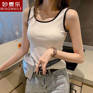 妙麥樂夏季韓版新款時(shí)尚字母印花吊帶背心女外穿無袖T恤修身打底衫 白色【純色】 均碼 80-120斤