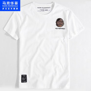 馬克華菲短袖t恤男2024夏季新款潮流純棉刺繡卡通徽章寬松透氣男士半袖T 白色 190/XXXL