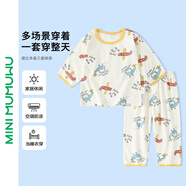 迷你木木屋兒童睡衣春夏男童女童薄家居服套裝寶寶夏天薄款服裝 小飛機 120