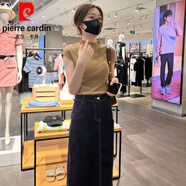 皮爾卡丹（pierre cardin）半高領(lǐng)打底針織衫夏薄款短袖t恤女港風(fēng)2025夏季新款時尚氣質(zhì)上衣 卡其色 S