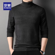 羅蒙針織衫男高領(lǐng)2024秋季新款中青年時(shí)尚休閑保暖打底毛衣 黑灰 170