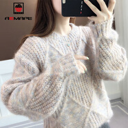 AEMAPE 針織衫女2026春秋冬季新款時(shí)尚百搭圓領(lǐng)毛衣韓版寬松上衣 MX-7246_花咖色 M