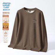 JEANSWEST LIFE真維斯歐美風(fēng)t恤男冬季保暖羊毛絨男士打底衫青少年潮牌寬松秋衣T