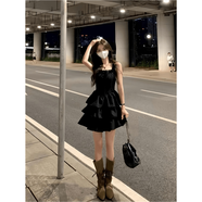 鏡莎法式吊帶連衣裙子女春夏2024新品時(shí)尚赫本風(fēng)高級感氣質(zhì)顯瘦小黑裙 黑色 均碼【可備注碼數】