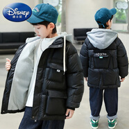 迪士尼（DISNEY）男童冬裝棉衣中大童洋氣加厚棉服男孩中長(zhǎng)款風(fēng)衣兒童秋冬外套 為明天&3359黑色 120cm