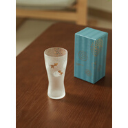 阿德利亞日本石塚硝子丸紋櫻花磨砂啤酒杯威士忌杯玻璃杯單杯禮盒裝 花火啤酒杯（高款單杯）原